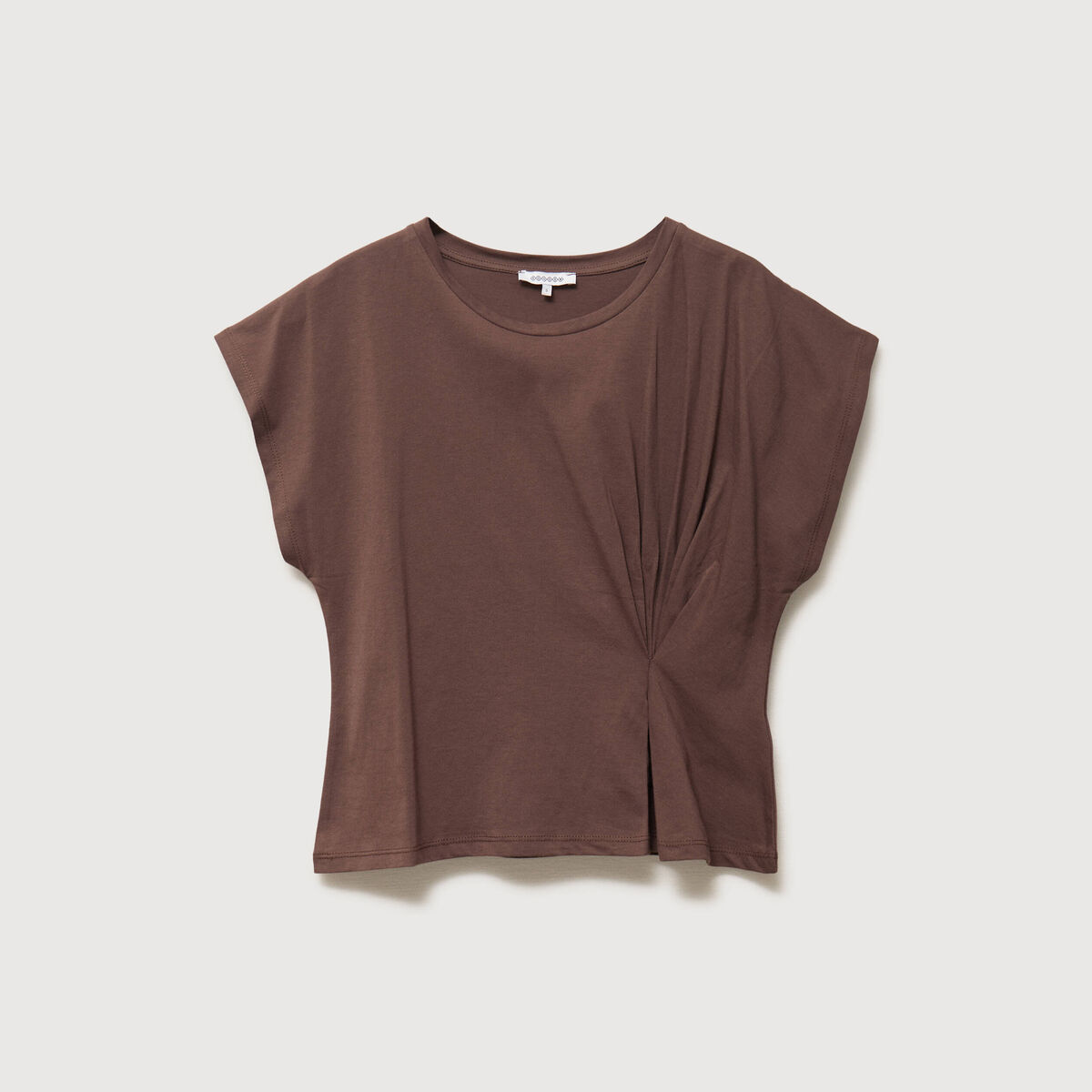 T-shirt manches courtes marron fonc&eacute; femme