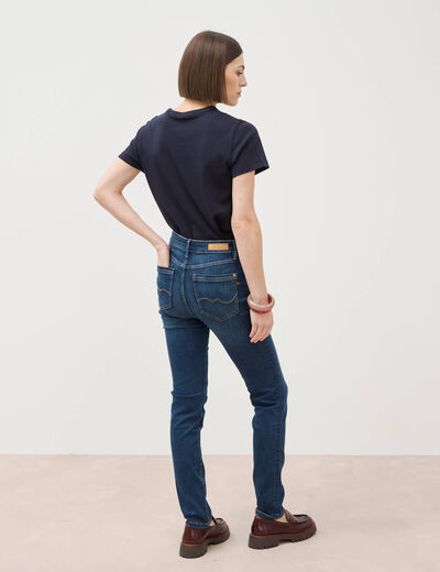 Jeans slim taille haute denim brut femme