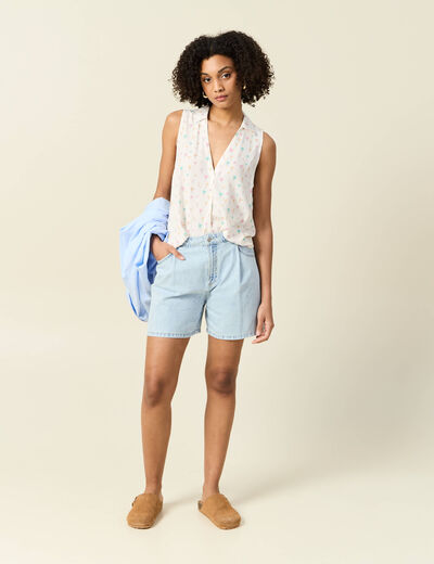 Blouse sans manches blanc femme