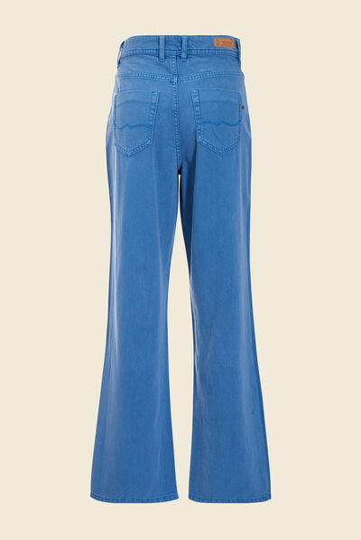 Pantalon large éco-responsable bleu femme