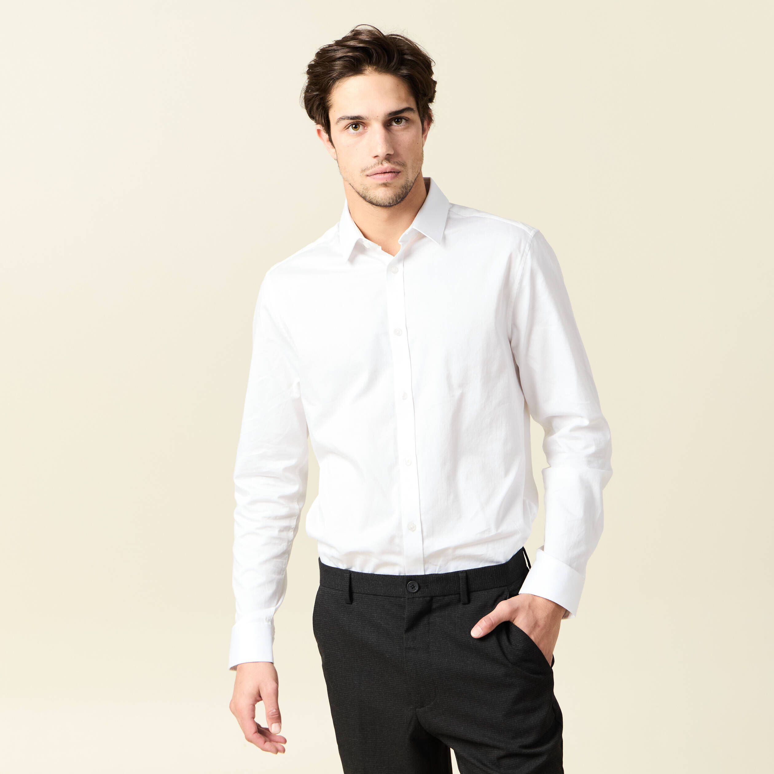 Chemise manches longues en coton flanelle à carreaux marron Clark – Serge Blanco