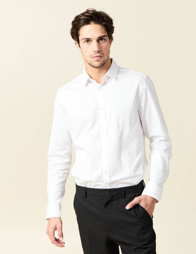 Chemise manches longues blanc homme