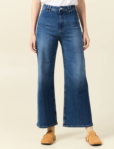 Jeans wide leg taille haute denim stone femme