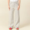 Jeans large taille haute denim gris clair femme