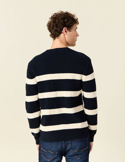 Pull manches longues bleu foncé homme