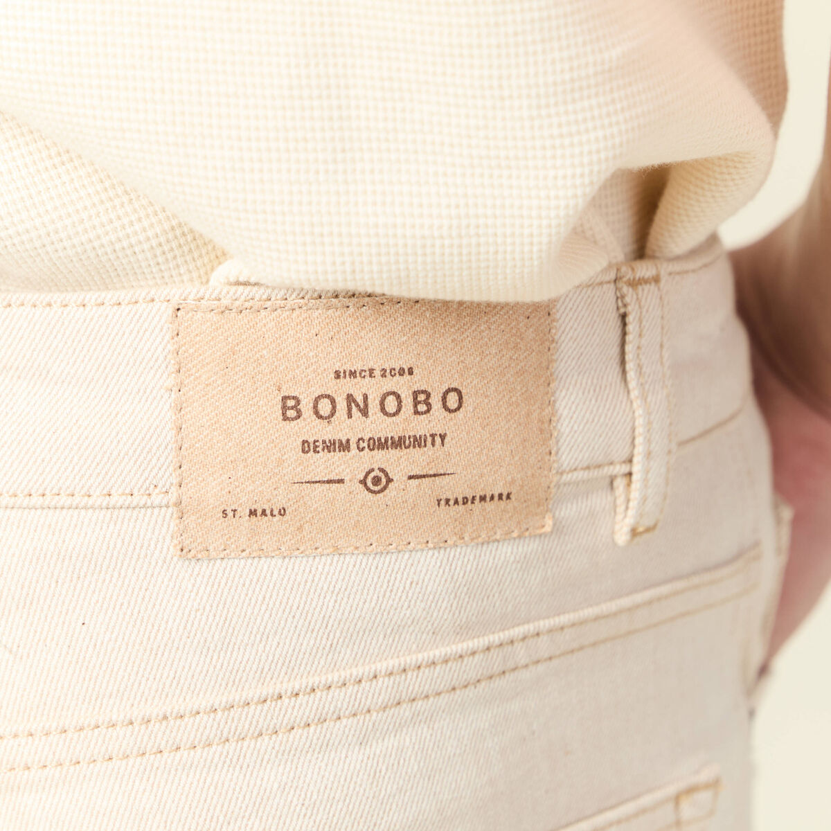 Jeans regular 5 poches denim beige homme