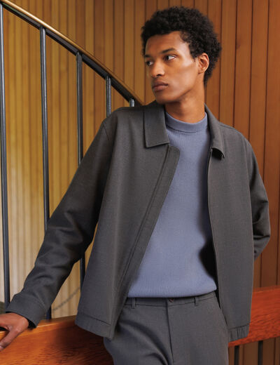 Blouson manches longues doubl&eacute; gris fonc&eacute; homme