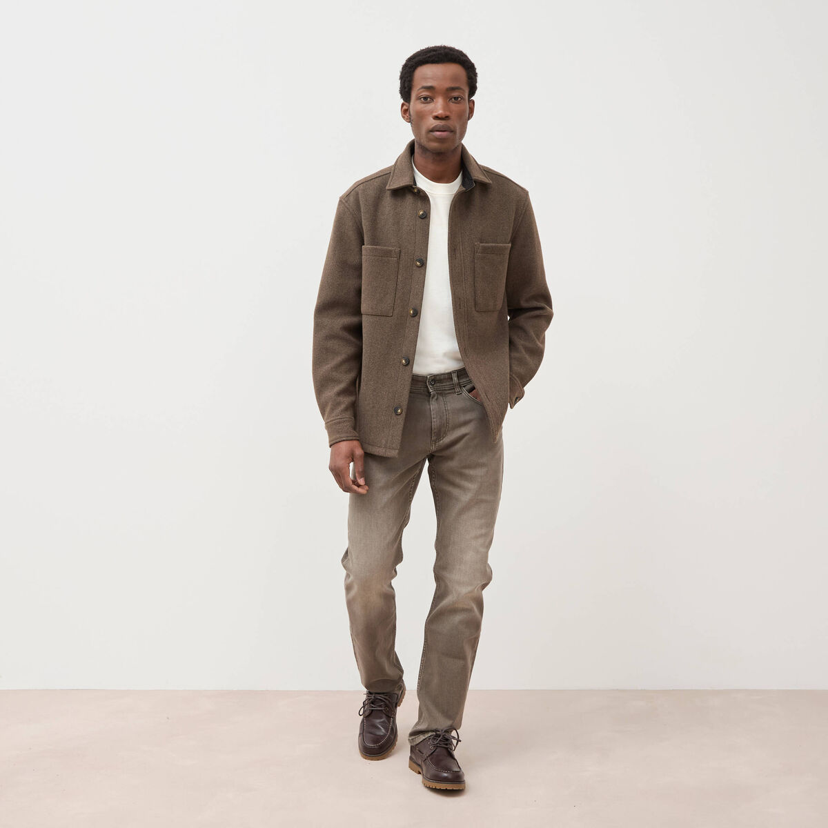 Jeans straight longueur 34 denim marron homme