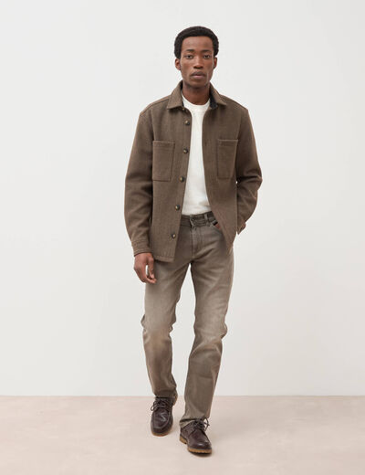 Jeans straight longueur 34 denim marron homme