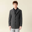 Manteau droit mi-long col montant gris fonc&eacute; homme