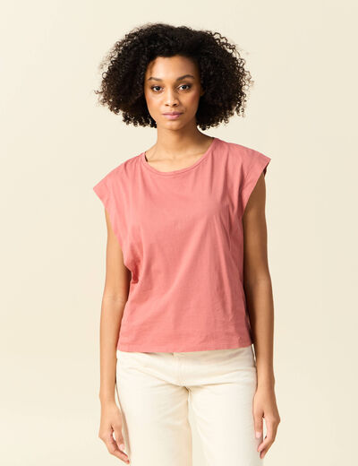 T-shirt manches courtes rouge foncé femme