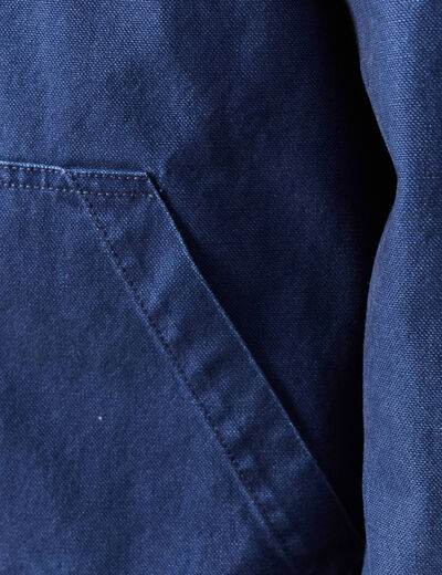 Blouson manches longues en coton bleu fonc&eacute; homme