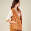 Veste droite fausse fourrure marron femme