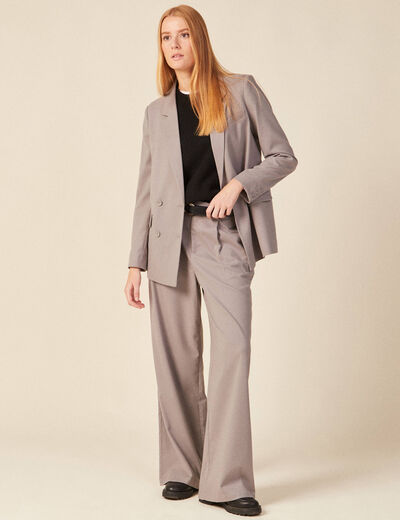Pantalon large avec pinces gris femme