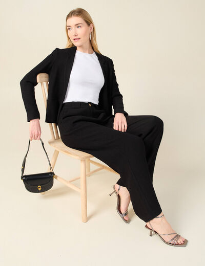 Pantalon large fluide noir femme
