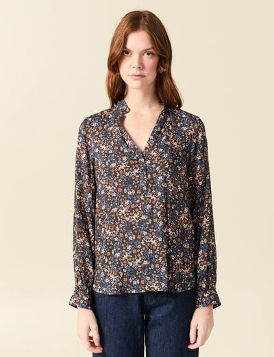 Blouse manches longues bleu marine femme