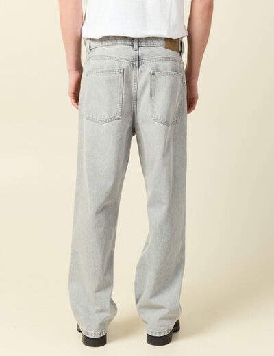 Jeans large 5 poches longueur 32 denim gris clair homme
