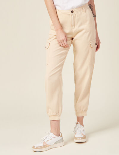 Pantalon éco-responsable creme femme