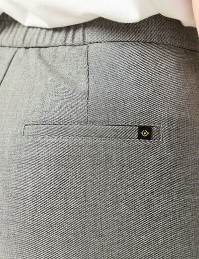 Pantalon large taille haute fluide gris femme