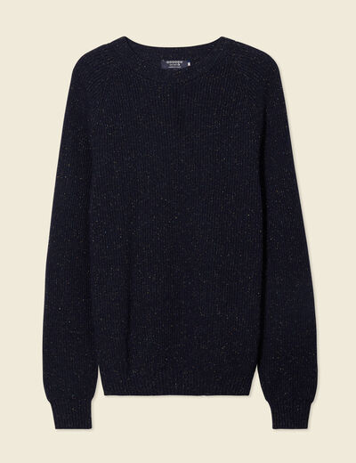 Pull manches longues fabriqué en France bleu marine homme