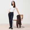 Jeans regular 7/8&egrave;me taille standard denim brut rinse femme