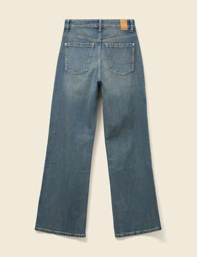 Jeans large taille haute bleu gris femme