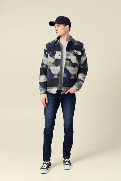 Veste surchemise droite bleu marine homme