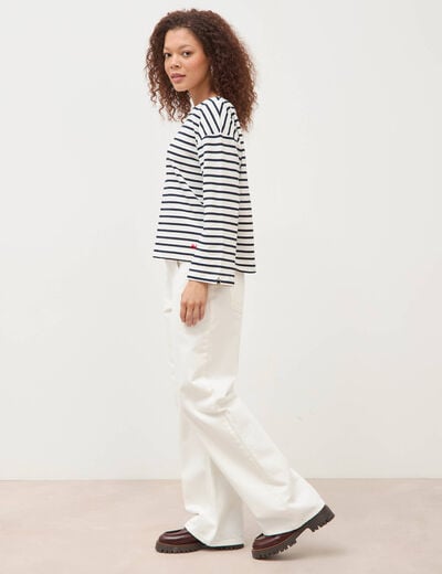 Marini&egrave;re manches longues broderie ecru femme