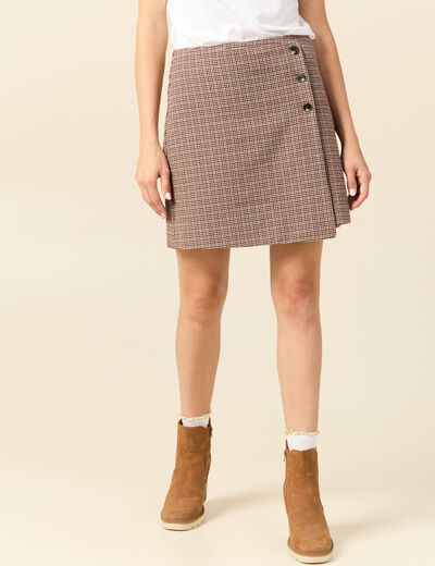 Jupe droite effet portefeuille beige femme