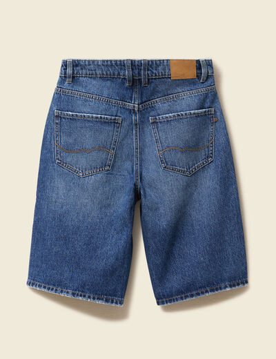 Bermuda large taille haute en coton denim stone femme