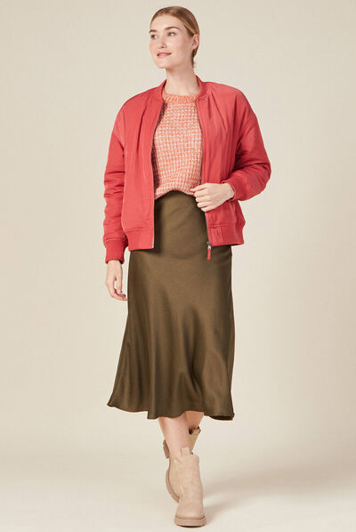 Pull manches longues rouge clair femme