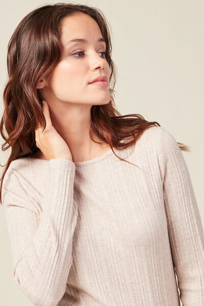 T-shirt manches longues creme femme