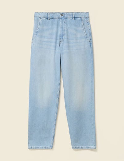 Chino droit longueur 32 en coton denim bleach homme