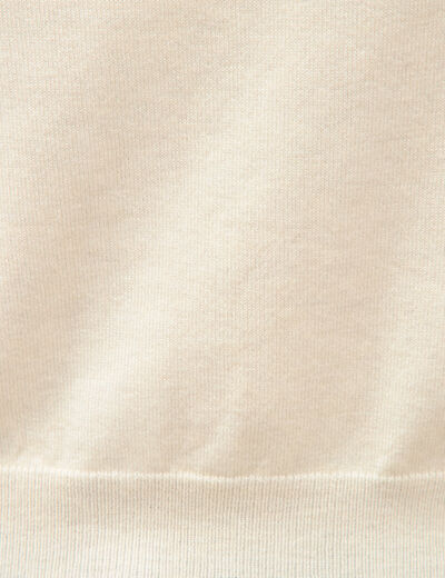 Gilet droit cropped manches longues creme femme