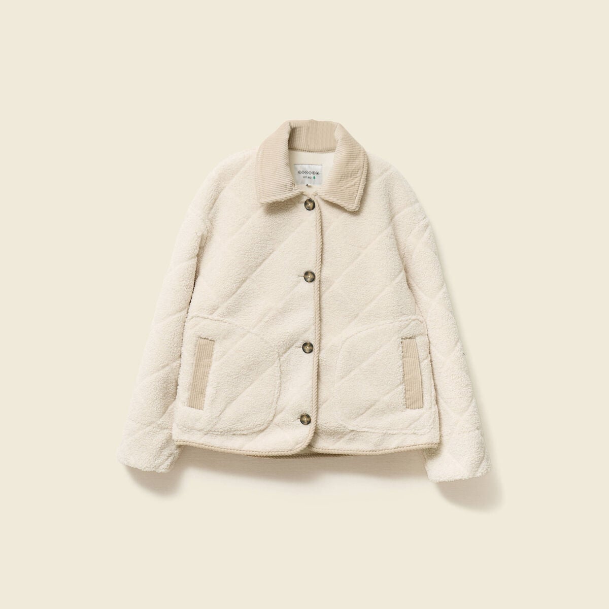 Blouson bouclette creme femme