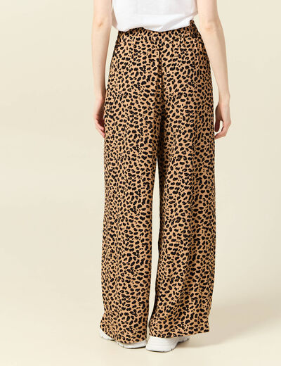 Pantalon large fuide camel femme