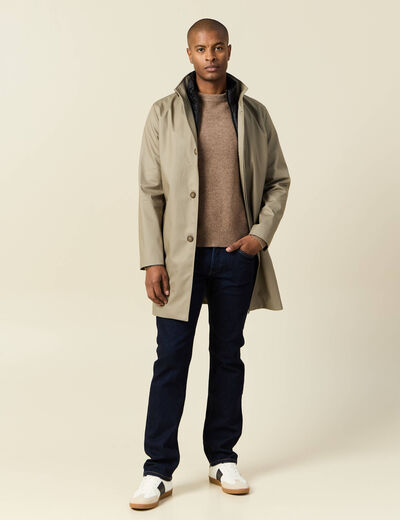 Trench mi-long col montant vert kaki homme