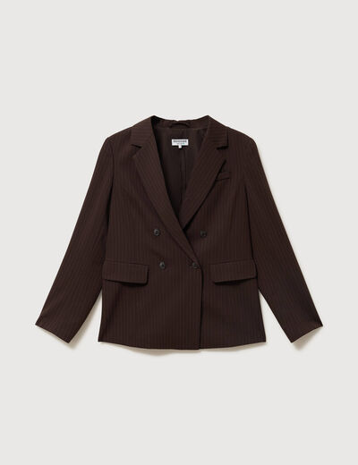 Blazer manches longues col tailleur marron fonc&eacute; femme