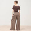 Pantalon large taille standard marron femme