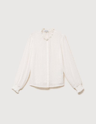 Chemise droite manches longues ecru femme