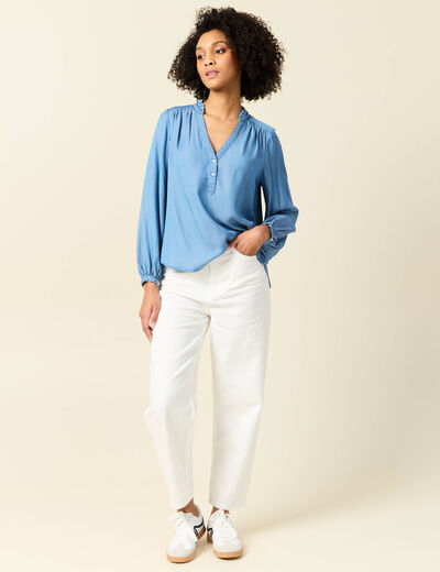 Blouse manches longues denim stone femme