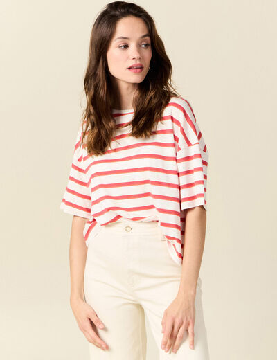 T-shirt manches courtes ecru femme