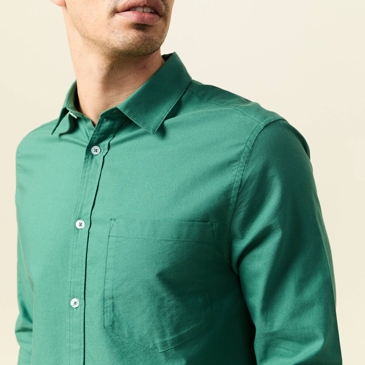 Chemise manches longues vert homme