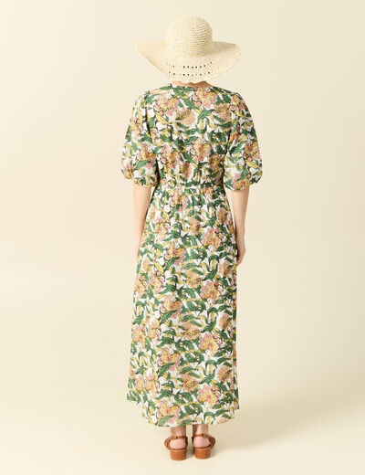 Robe longue évasée blanc femme