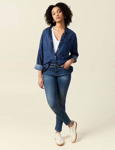 Jeans skinny push up 7/8ème denim stone femme