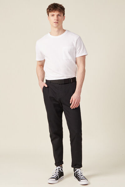Pantalon chino 7/8ème noir homme