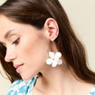 Boucles d'oreilles créoles ecru femme
