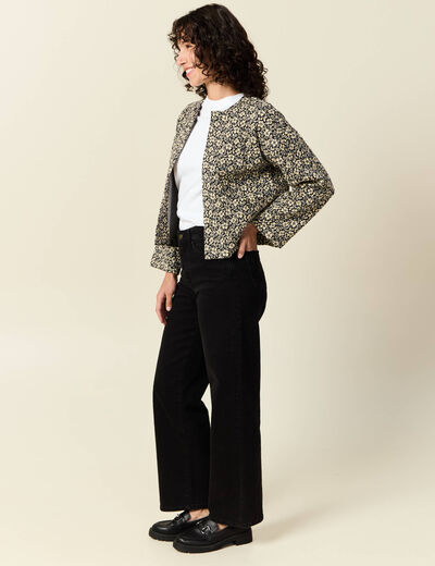 Gilet matelassé col rond noir femme
