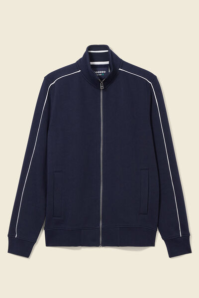 Gilet zippé col montant bleu marine homme