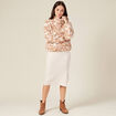 Jupe tricot midi ajustée beige femme
